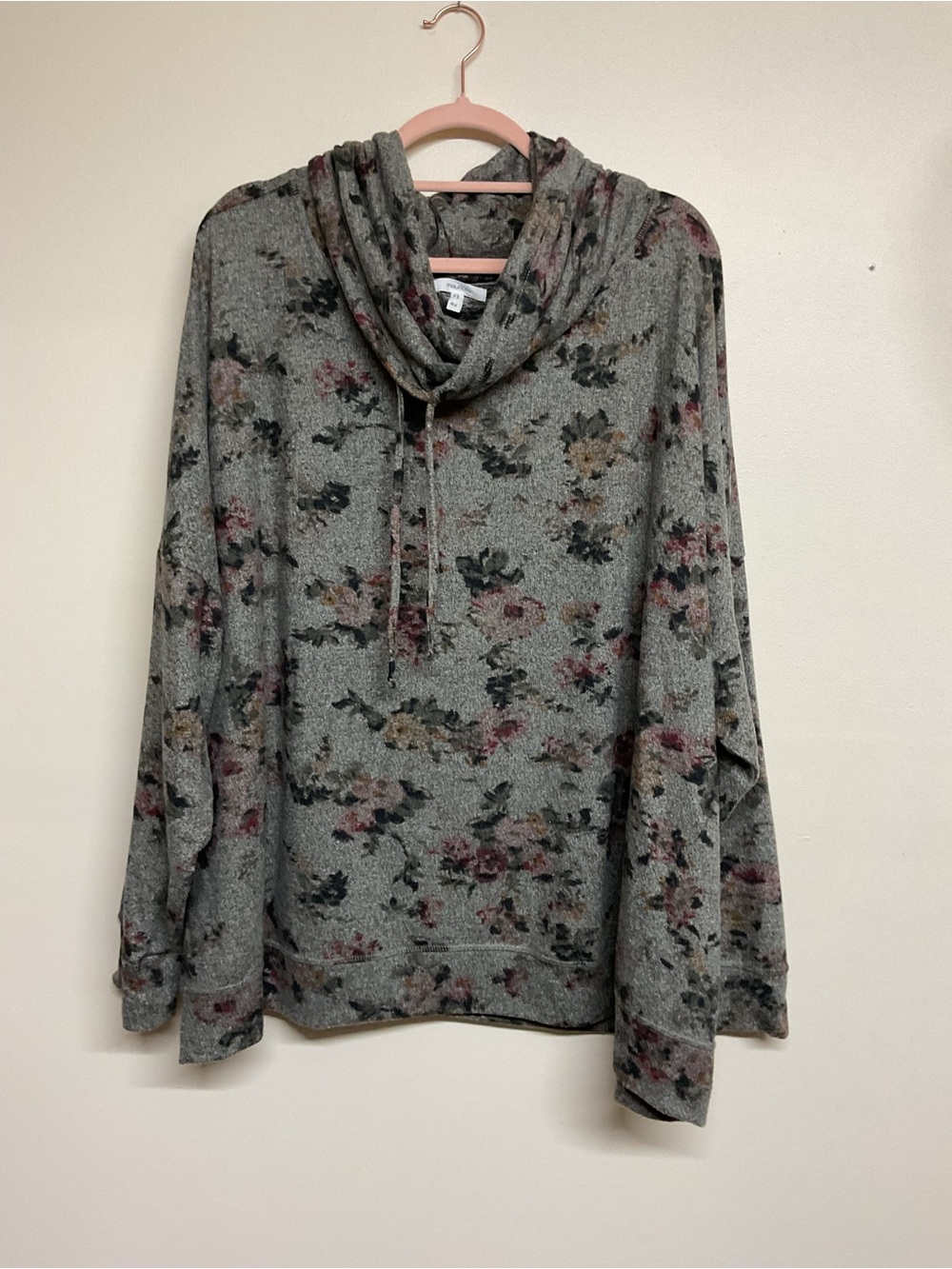 Maurices Gray Floral Cowl Neck Sweater